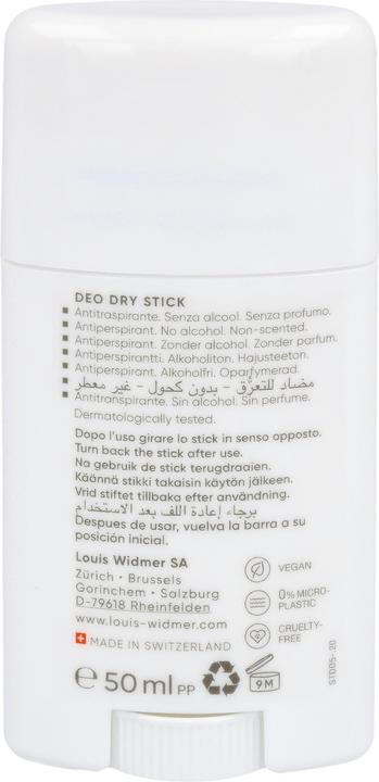 Actual product image Widmer Louis Deo Dry Stick Antiperspirant ohne Parfum 50 ml (Stick, 50 ml)