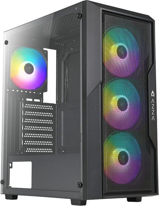 Azza Boitier Moyen Tour ATX Fighter RGB avec panneau vitré (Noir) (mATX, ITX, ATX)