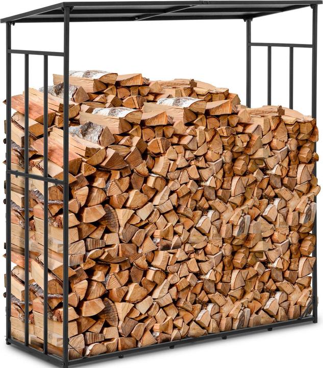 Produktbild Hillvert Kaminholzregal Brennholzregal Feuerholz-Unterstand mit Dach 300 kg Stahl schwarz