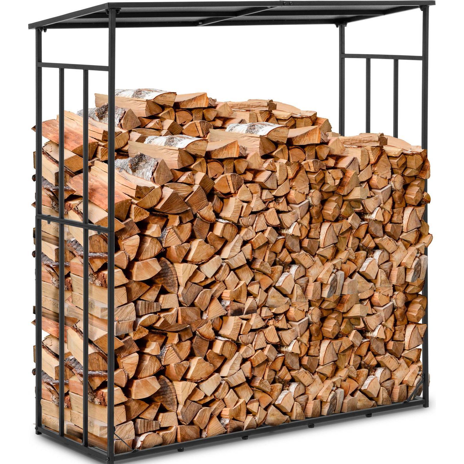 Hillvert, Zubehör Kerzen + Kamin, Kaminholzregal Brennholzregal Feuerholz-Unterstand mit Dach 300 kg Stahl schwarz