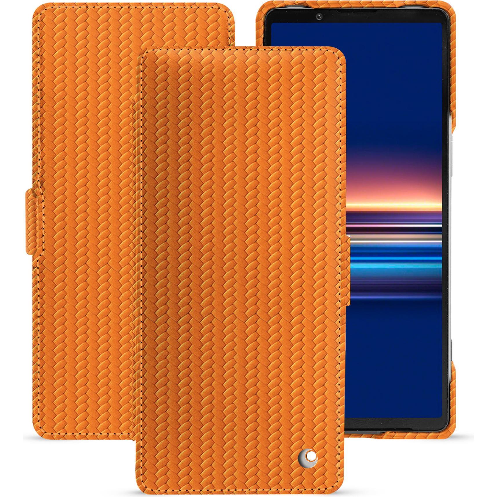 Noreve Lederschutzhülle horizontal (Sony Xperia 5 V), Smartphone Hülle, Orange