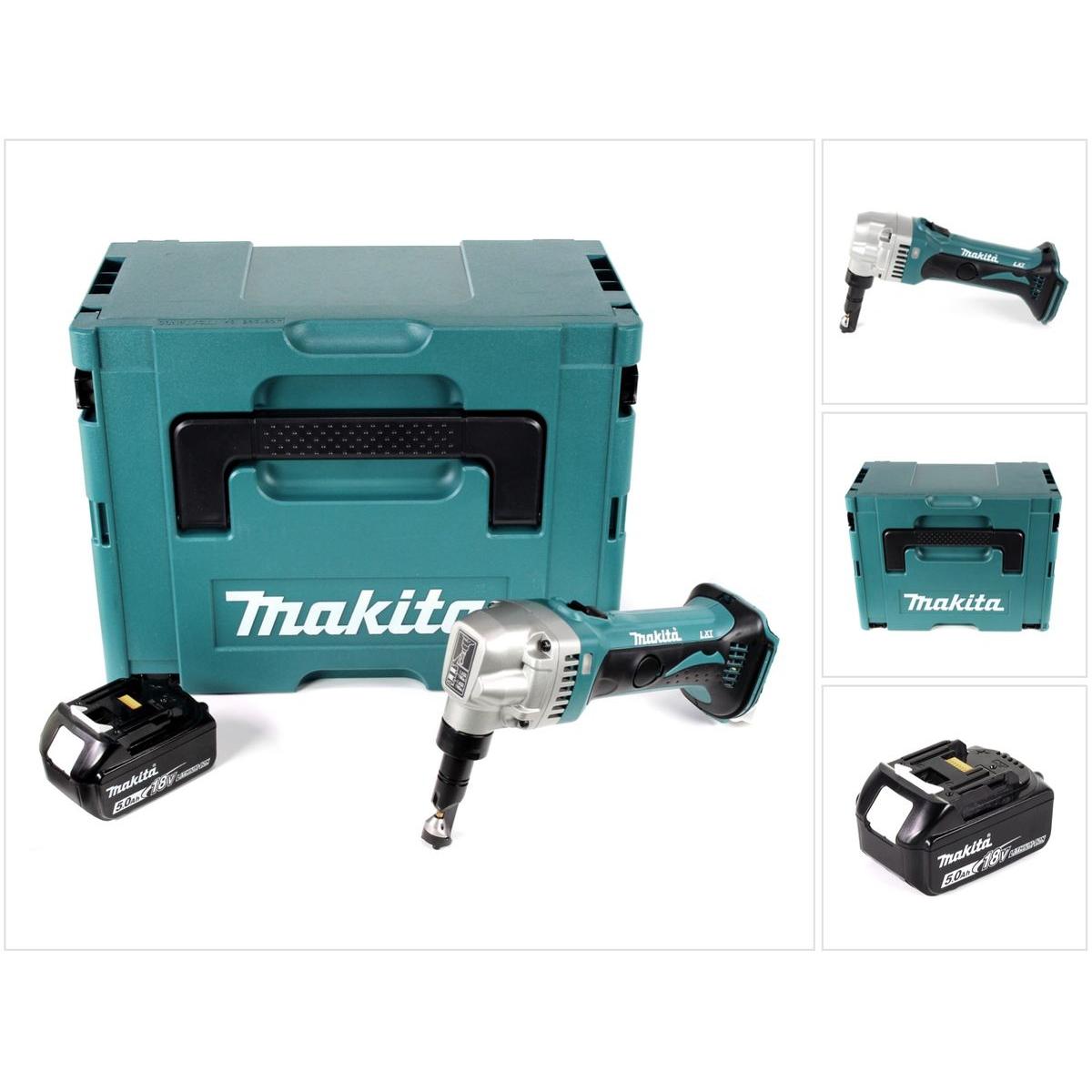 Makita, Cesoia elettrica per lamiera, DJN 161 T1J Roditrice a batteria 18V in valigetta Makpac + 1x Batteria BL1850 5,0Ah ​​​​​​​-