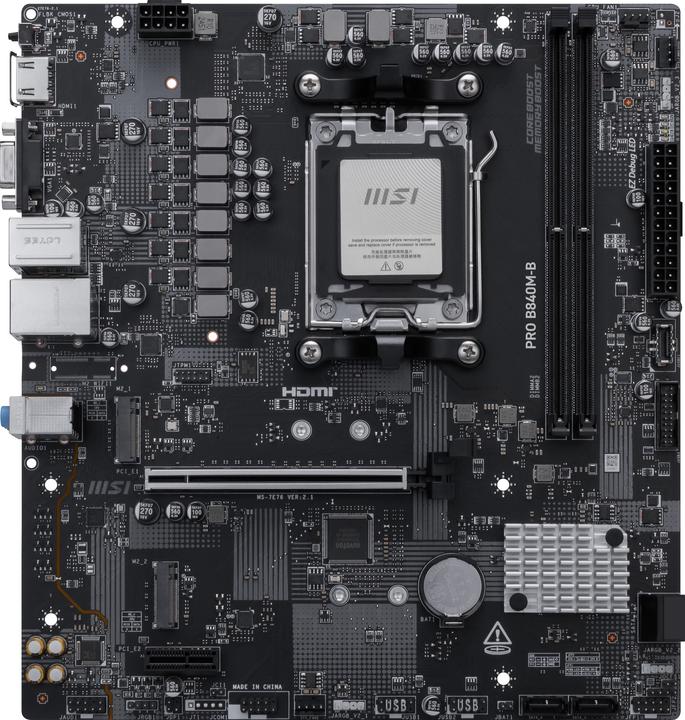 Immagine prodotto MSI PRO B840M-B AM5 mATX MB (AM5, AMD B840, mATX)