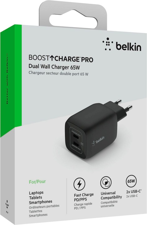 Actual product image Belkin Boost Charge Pro 2-Port GaN Charger (65 W)