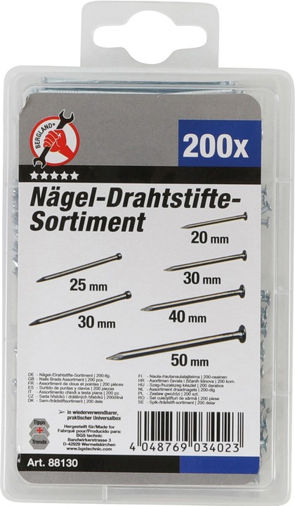 Immagine prodotto BGS Assortimento chiodi a testa piana 200 pz.