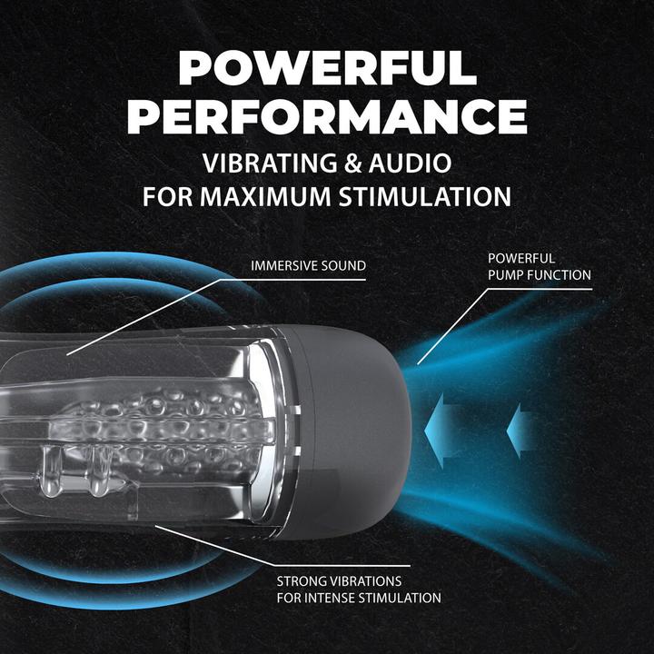 Actual product image Shots SonicPull - Suction and Vibration Masturbator Pump - Multimedia Enhanced - Gun Metal