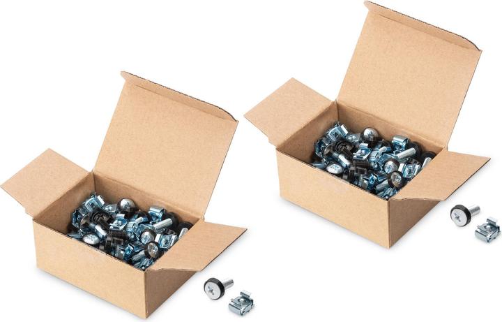 Digitus M6 Installationsschrauben-Set, 100 Stück 100x silberne Schrauben, Muttern u. Scheiben