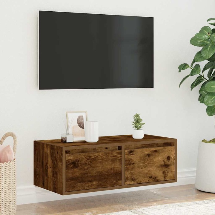 Immagine prodotto VidaXL Mobile TV con luci LED in rovere fumè 75x35,5x25 cm Mobile HiFi