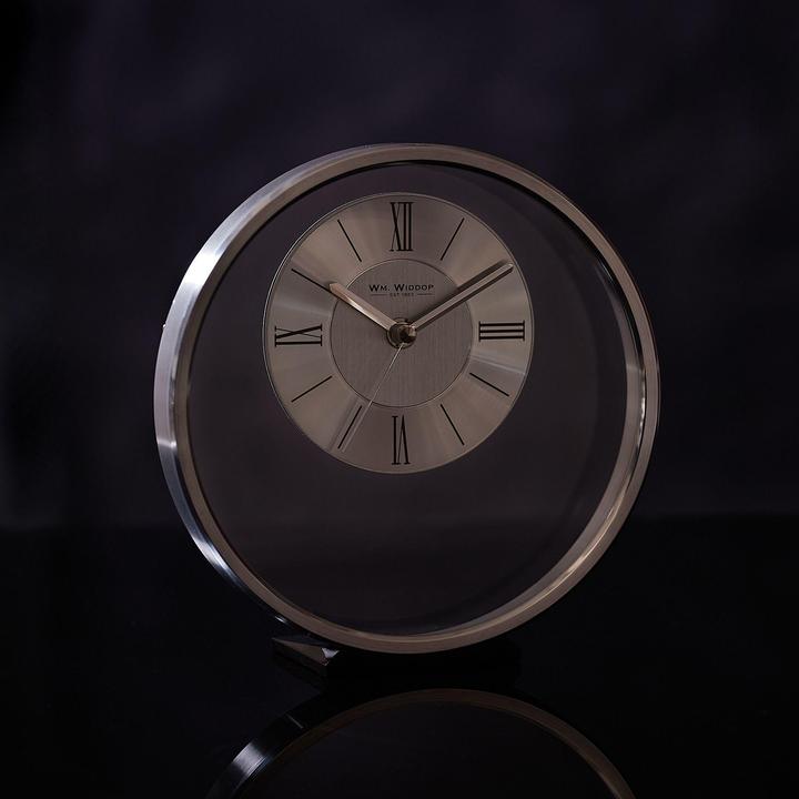 Actual product image William Widdop Wm.Widdop Round Silver Mantel Clock