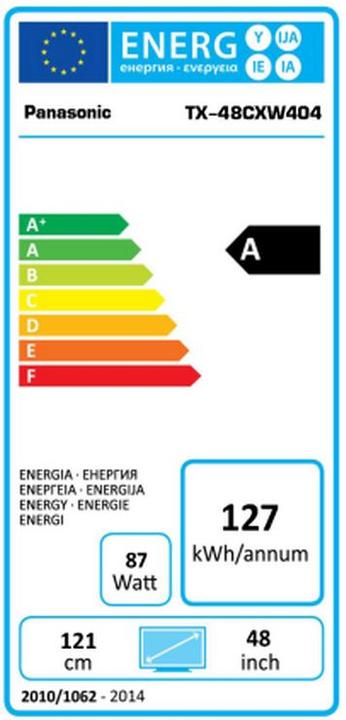 Energie-Label Panasonic Tx-48cxw404 (48", LED, 4K)