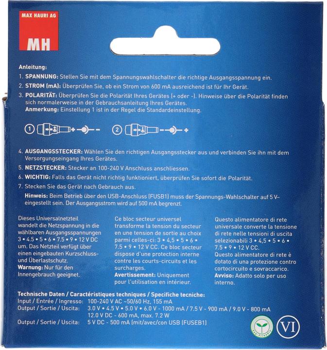 Produktbild Max Hauri Universal-Steckernetzgerät