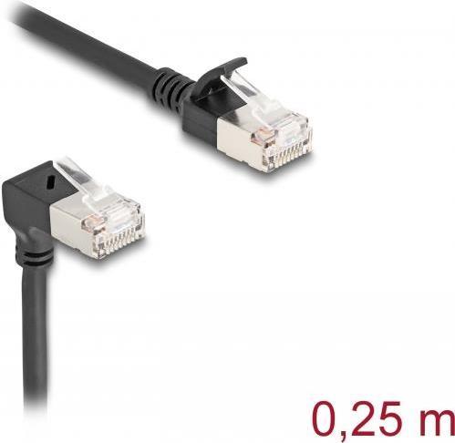 Produktbild Delock RJ45 Netzwerkkabel Cat.6A S/FTP Slim 90° oben gewinke (S/FTP, CAT6a, 0.25 m)