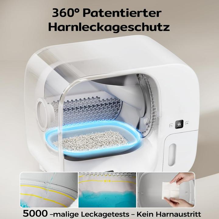 Actual product image AmiCura Cura 3 Selbstreinigende Katzentoilette,Auto Füllende Katzenklo Geruchskontrolle,TÜV,App,60L (Self-cleaning litter tray)