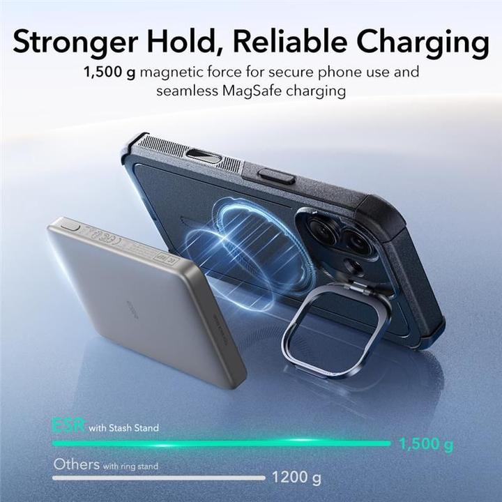 Produktbild ESR Cyber Tough Magnetic Case (Camera Control, Stash Stand), for iPhone 17, Black (Apple iPhone 17)