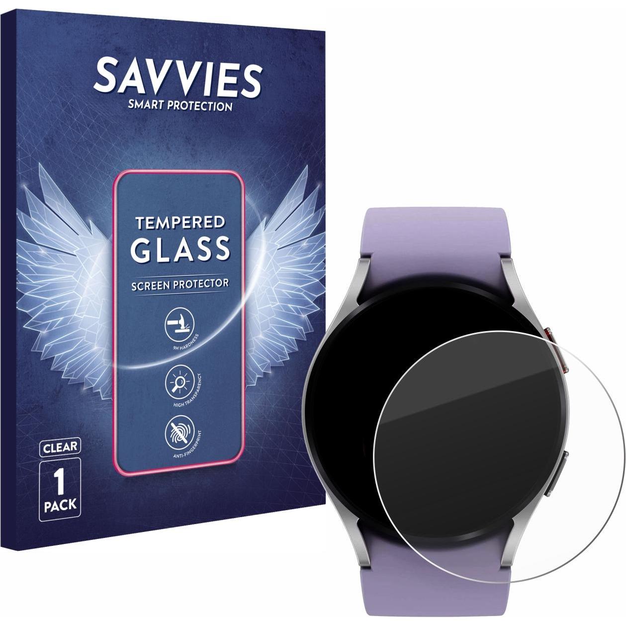 Savvies Panzerglas Hartglas Displayschutz, Smartwatch Schutzfolie, Transparent