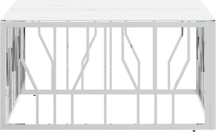 Immagine prodotto vidaXL Couchtisch Silbern 80x80x40 cm Edelstahl und Glas (80 x 80 x 40 cm)