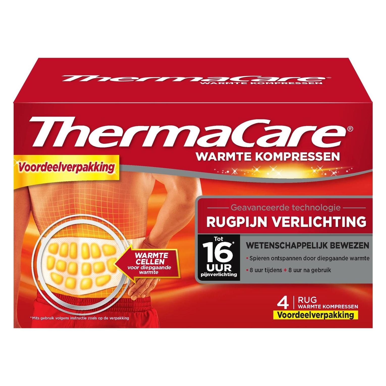Thermacare, Pijnpleisters + Spiercrèmes, Rugpijn Verlichtende Warmte - Tot 16 Uur (4x)