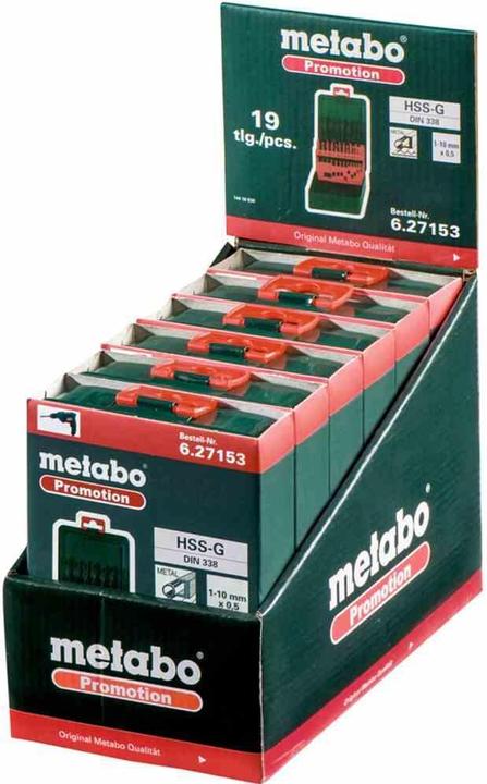 Immagine prodotto Metabo Set di trapani a colonna (1 mm, 1,5 mm, 2 mm, 2,5 mm, 3 mm, 3,5 mm, 4 mm, 4,5 mm, 5 mm, 5,5 mm, 6 mm, 6,5 mm, 7 mm, 7,5 mm, 8 mm, 8,5 mm, 9 mm, 9,5 mm, 10 mm)