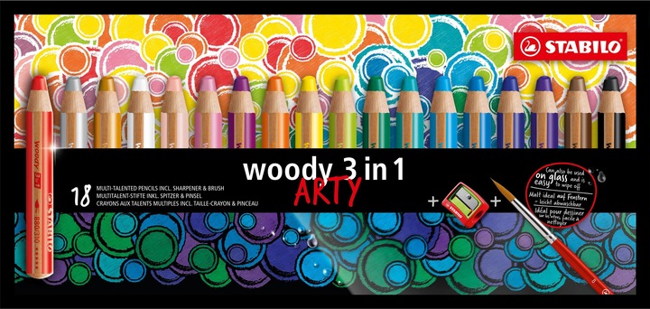 Produktbild STABILO Woody 3in1 Arty 18er Etui (Sortiert, 18 x)