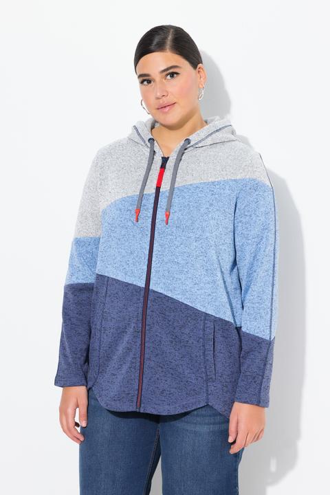 Produktbild Ulla Popken Strickfleece-Jacke, Colorblocking, Kapuze, Zipper (42, 44)