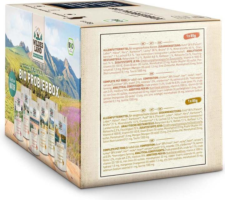 Actual product image Wildes Land Wet food Adult BIO tasting box, 6 x 85 g (Adult, 6 pcs., 620 g)
