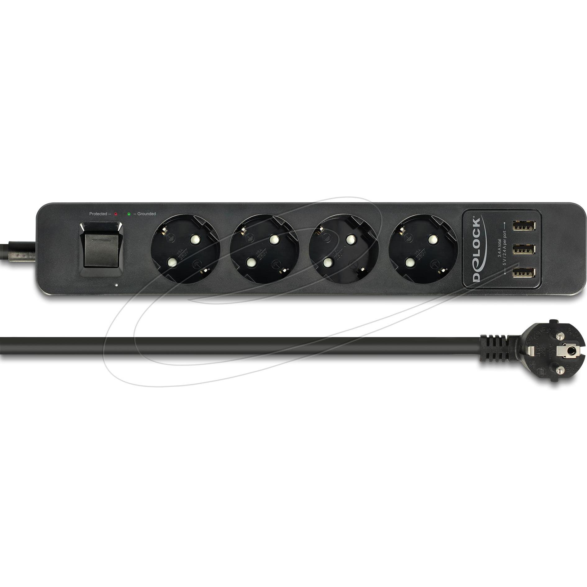 Delock, Ciabatta multipresa, Presa di estensione (4 x, CEE 7/7, 1.50 m)