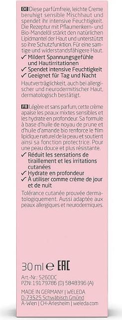 Valeurs nutritives et ingrédients Weleda Sensible (30 ml, Crème 24h)