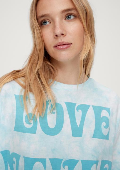 Produktbild s.Oliver T-Shirt Batikshirt mit Statement-Print (S)
