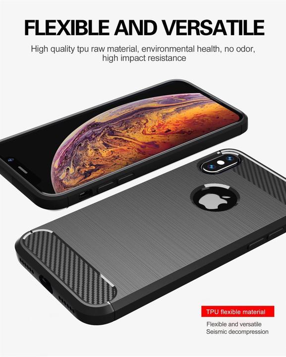 Immagine prodotto Cadorabo TPU Ultra sottile in acciaio inossidabile al carbonio Combi Cover (Apple iPhone XS Max)