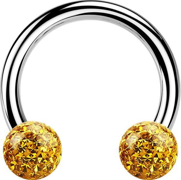 Immagine prodotto Star Piercing Micro Circular Barbell argento con due sfere di cristallo topazio strato protettivo epossidico (senza ottone, Acciaio chirurgico 316L)
