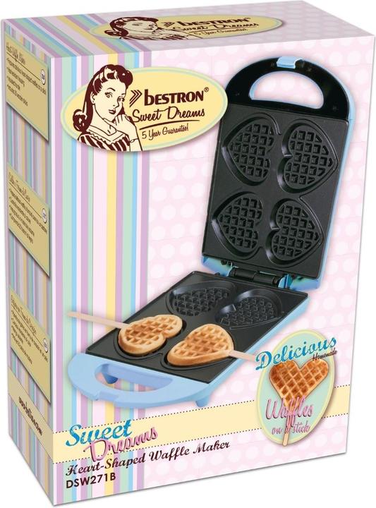 Actual product image Bestron Heart waffle maker, blue