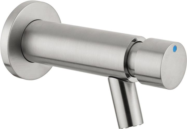 Plieger Napoli Toiletkraan Toiletkraan Geborsteld Chroom Zelfsluitend Kraan Wall mounting Lengte 14cm