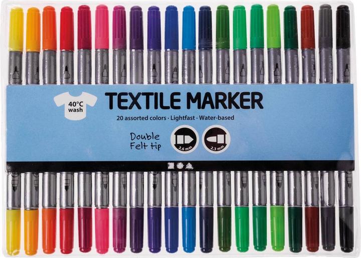Produktbild Creativ Company Textilmarker Set Mehrfarbig (Mehrfarbig, 2.30 mm, 20 x)