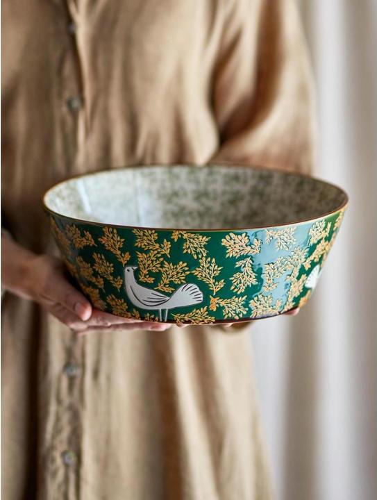 Actual product image Bloomingville - Hezha Bowl - Green - Stoneware (28 cm, 3.35 l, 1x)