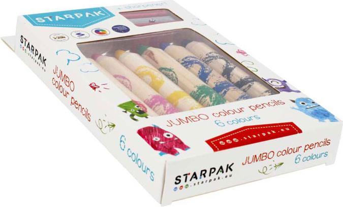 Immagine prodotto Starpak 6 matite colorate jumbo + temperino a stella (6x)
