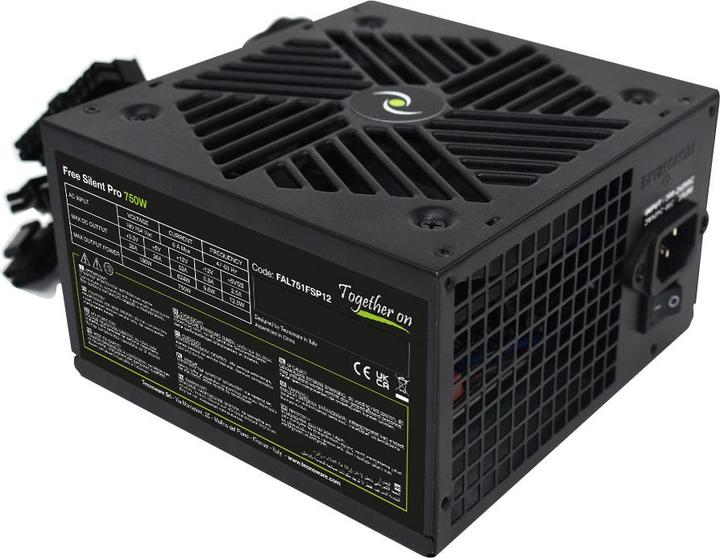 Actual product image Tecnoware ALIMENTATORE 750W 12CM FREE SILENT 4*SATA 2*MOLEX TOGHETER ON (750 W)