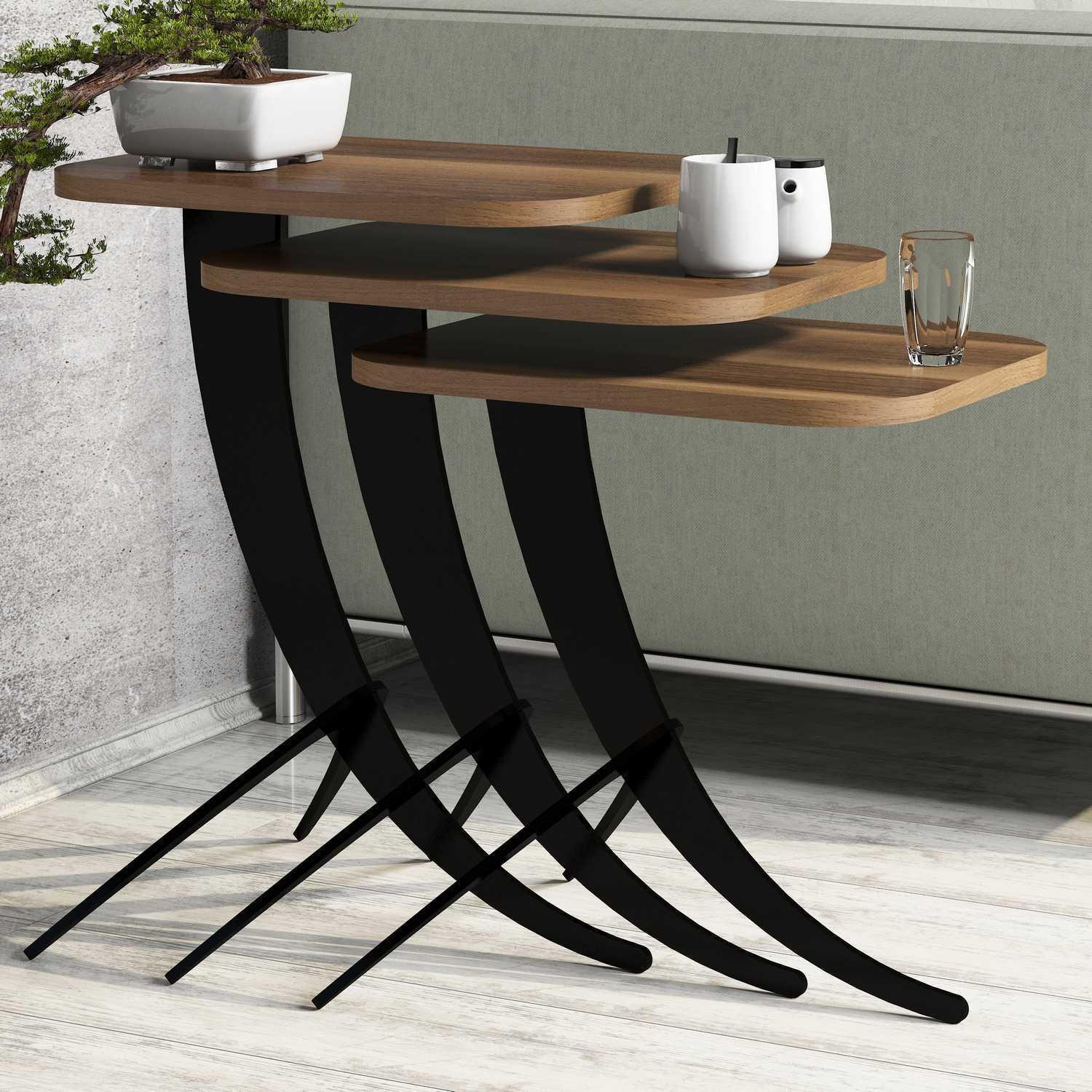 Skye Decor, Couchtisch + Beistelltisch, Elli (45 x 60 x 30 cm, 45 x 54.5 x 35 cm, 45 x 48.5 x 35 cm)