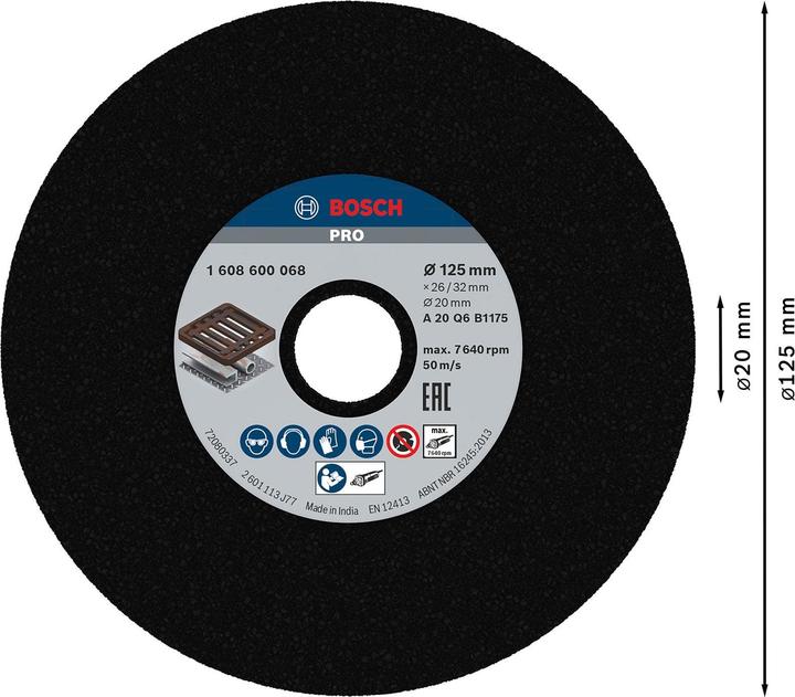 Actual product image Bosch Professional Zubehör PRO Metal grinding disc, 125 x 26 x 20 mm, G20 (20)