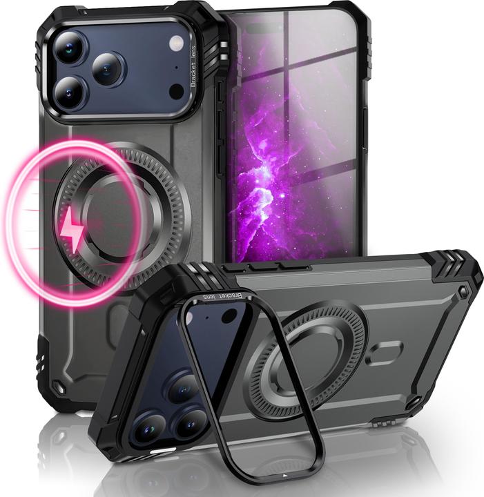 Actual product image Nalia MagSafe Cover "Granite" - Panzer Schutz Hülle Stossfest mit Kickstand - Military Outdoor Case (Apple iPhone 17 Pro Max)