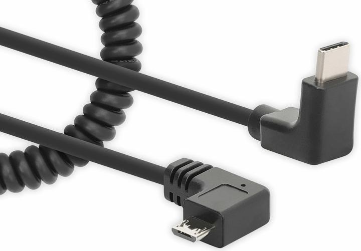 Image du produit Manhattan Câble spiralé USB-C vers Micro-USB Câble de charge (1 m, USB 2.0)