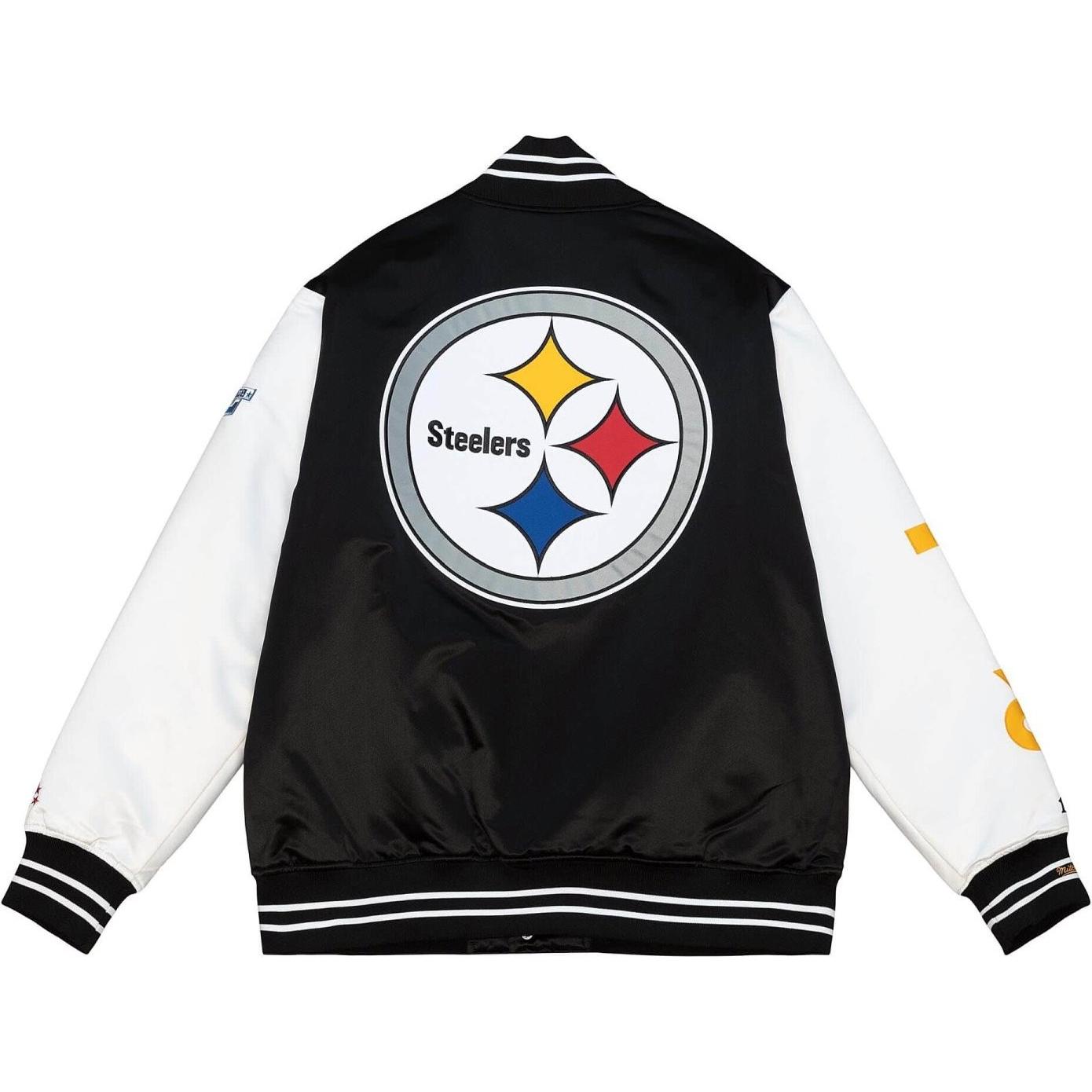 Thumbnail - Mitchell & Ness, Herren, Jacke, M&N Varsity Satin Jacke - NFL Pittsburgh Steelers - S (S), Schwarz, S