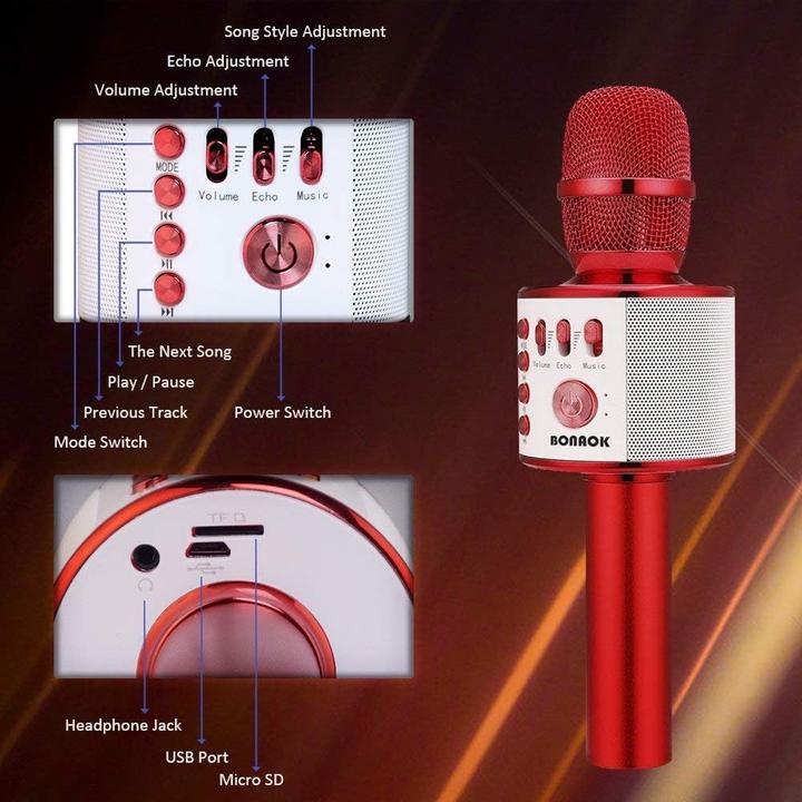 Actual product image Bonaok Kabelloses Karaoke-Mikrofon mit Bluetooth-Funktion