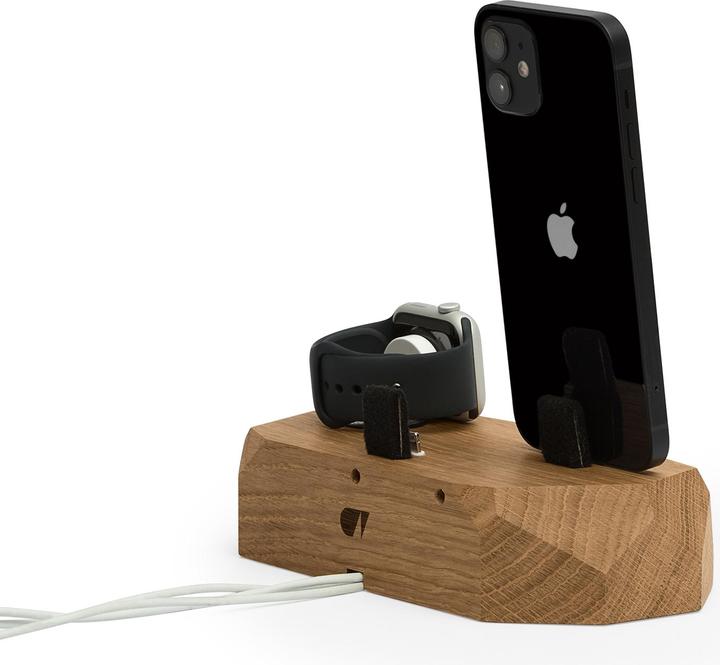 Actual product image Oakywood Triple Dock - Wooden docking station for three devices - 1 x Lightning, 1 x USB-C