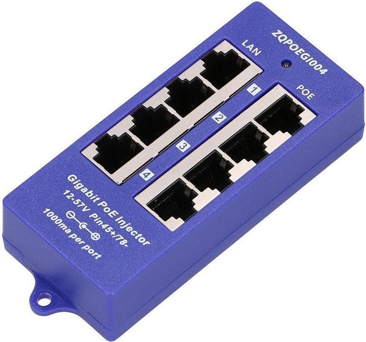 Produktbild Extralink POE INJECTOR 4 PORT GIGABIT - - 4-Port Gigabit Ethernet (802.3at (PoE+), 48 W)