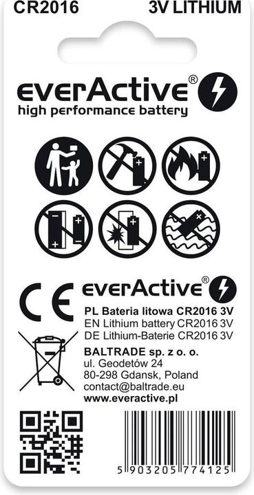 NoName Lithiumbatterien mini everActive CR2016 Blisterverpackung 2 Stück (2 Stk., CR2016)
