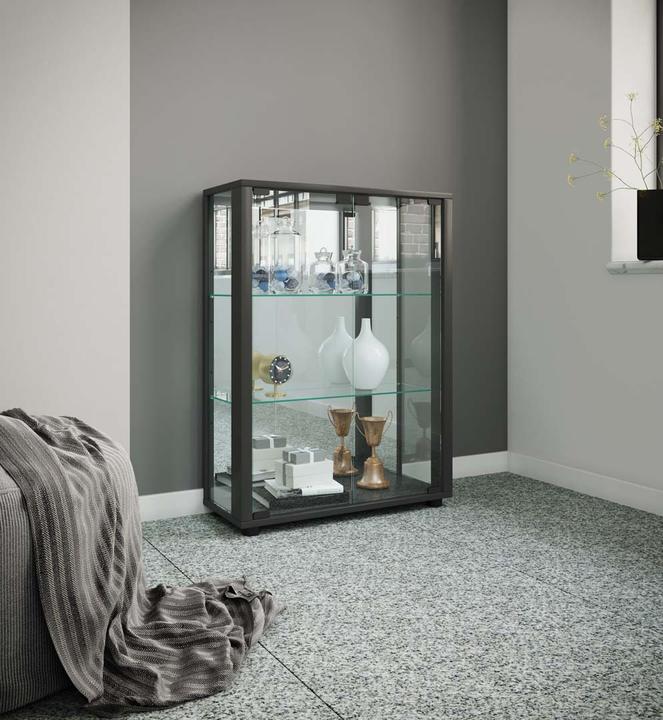 Produktbild VCM Sammel Stand Vitrine Holz Glas Sintalo Spiegel (60 x 25 x 80 cm)