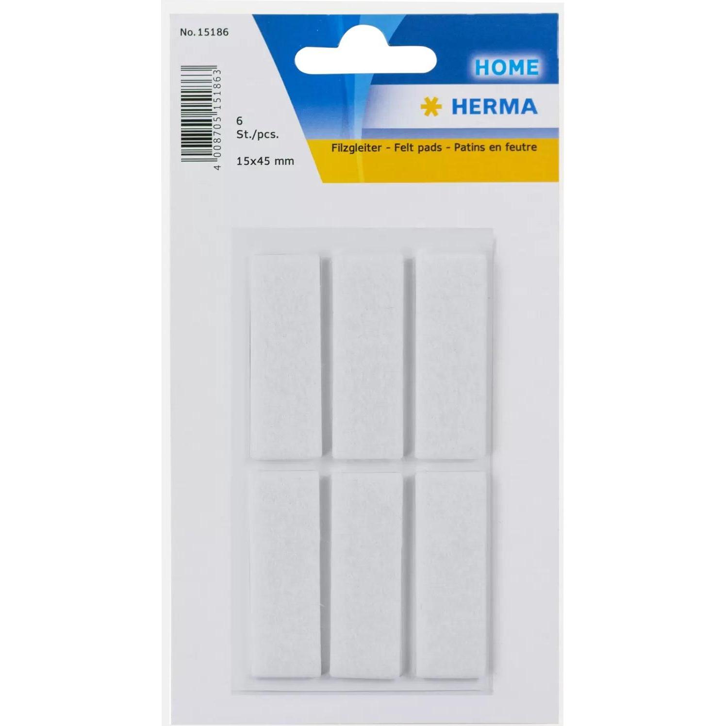 Herma, Möbelgleiter + Schutzpuffer, Filzgleiter 15 x 45 mm, 6 Stück, Weiss (Filzgleiter, 6 Stück)