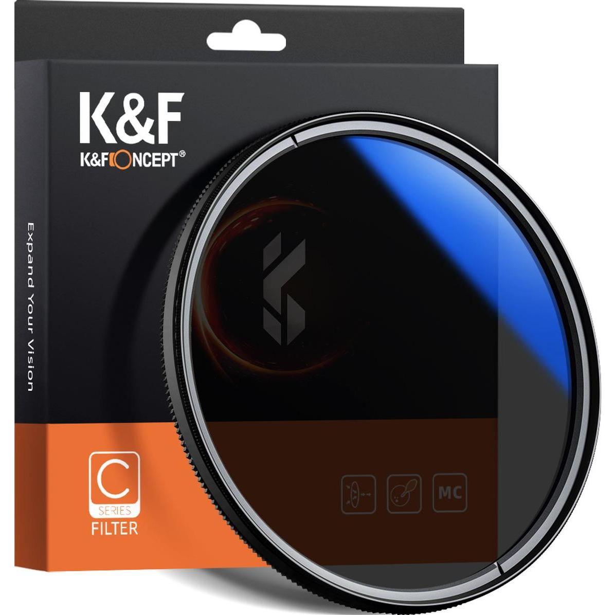 K&F Concept Filtro polarizzatore circolare 58MM Ultra-Slim 18 rivestimenti multistrato (serie C) (58 mm, Filtri polarizzanti), Filtro fotografico, Ner