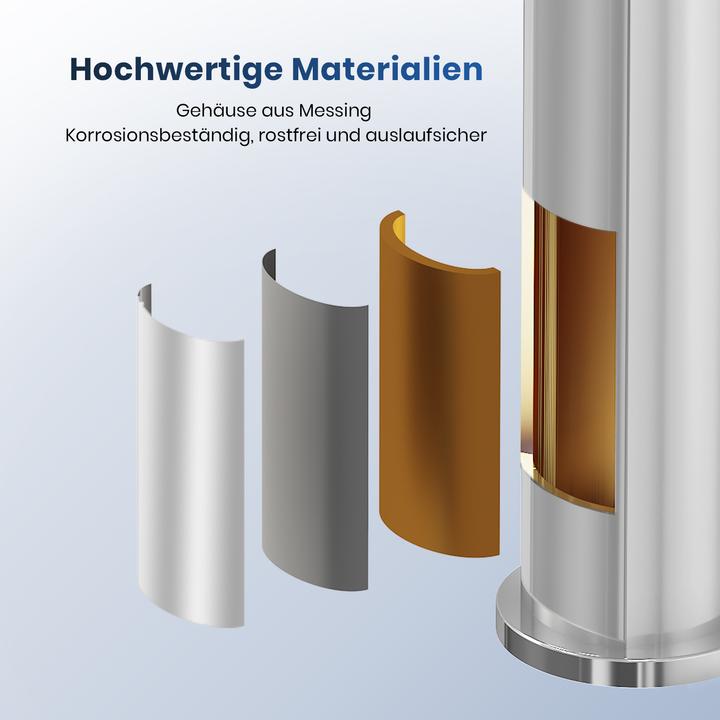 Produktbild Emke Wasserhahn Bad, verchromt, Mischbatterie Waschbecken, Messing, mit Luftsprudler, Keramikkartusche, e