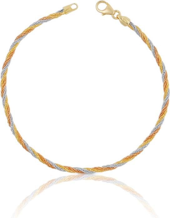 Actual product image Muau Bracelet Cordel Tricolor 750/18K, 19cm (19 cm, 750, 18k Gold)